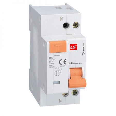 Выключатель автоматический дифференциального тока 2п (1P+N) C 32А 30мА тип AC 4.5кА RKP LSIS 062203888B 392400