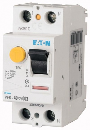 Выключатель дифференциального тока (УЗО) 2п 40А 300мА тип AC 6кА PF6 EATON 286498 1035553