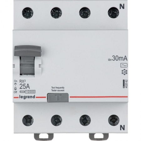 Выключатель дифференциального тока (УЗО) 4п 25А 30мА тип AC RX3 Leg 402062 1199840
