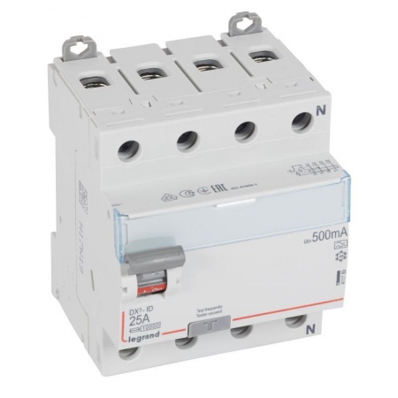 Выключатель дифференциального тока (УЗО) 4п 25А 500мА тип A DX3 N справа Leg 411789 1015662