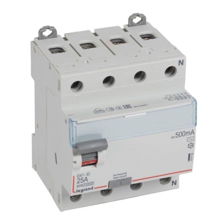 Выключатель дифференциального тока (УЗО) 4п 25А 500мА тип AC DX3 N справа Leg 411732 1015645