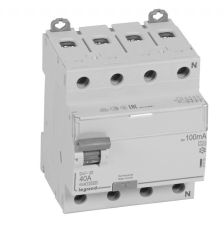 Выключатель дифференциального тока (УЗО) 4п 40А 100мА тип A DX3 N справа Leg 411770 1015655