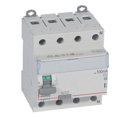 Выключатель дифференциального тока (УЗО) 4п 63А 100мА тип AC DX3 N справа Leg 411714 1015642