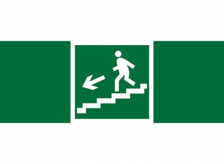 Знак безопасности BL-3015B.E14 "Напр. к эвакуац. выходу по лестн. вниз (лев.)" Белый свет a14592 460288