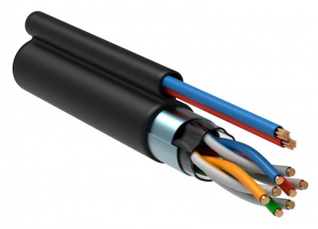 Кабель связи витая пара F/UTP кат.5е 4пары 24AWG solid LDPE кабель питания 2х0.75кв.мм (305м) черн. (м) ITK LC3-C5E04-379 301889