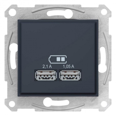 Механизм зарядного устройства USB Sedna 2.1А (2х1.05А) графит SchE SDN2710270 1226502