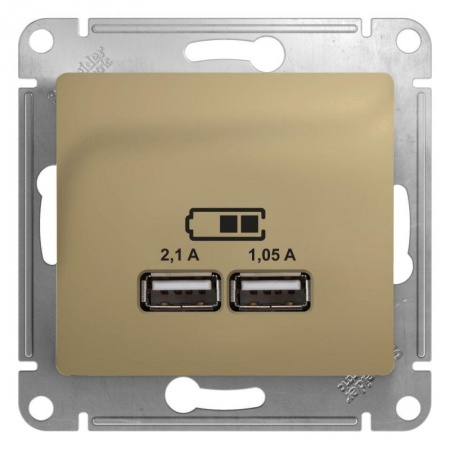 Механизм розетки USB 1-м СП Glossa 5В/2100мА 2х5В/1050мА титан SchE GSL000433 504572