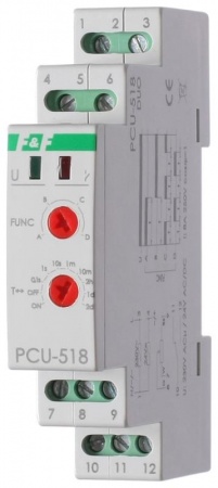 Реле времени PCU-518 (многофункц. с выносным потенциомметром 230В AC/24В AC/DC 8А 1P IP20 монтаж на DIN-рейке) F&F EA02.001.024 320134