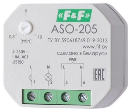 Автомат лестничный ASO-205 (для уст. в монтажную коробку 230В 8А 1Z IP40 ) F&F EA01.002.003 320229