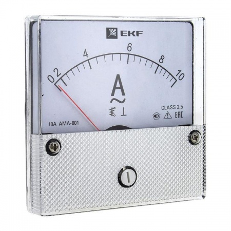Амперметр аналоговый AM-A801 на панель 80х80 (круглый вырез) 100А трансформаторное подкл. EKF am-a801-100 310266