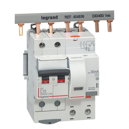 Выключатель автоматический дифференциального тока 2п C 10А 30мА тип AC 6кА DX3 4мод. Leg 411157 1016375
