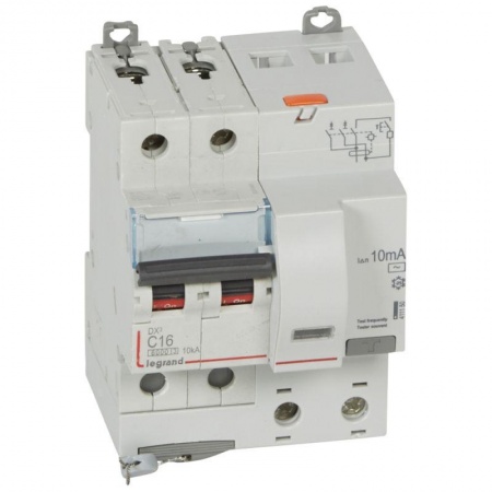 Выключатель автоматический дифференциального тока 2п C 16А 10мА тип AC 6кА DX3 4мод. Leg 411150 1016373