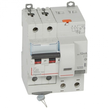 Выключатель автоматический дифференциального тока 2п C 20А 10мА тип AC 6кА DX3 4мод. Leg 411151 1016374