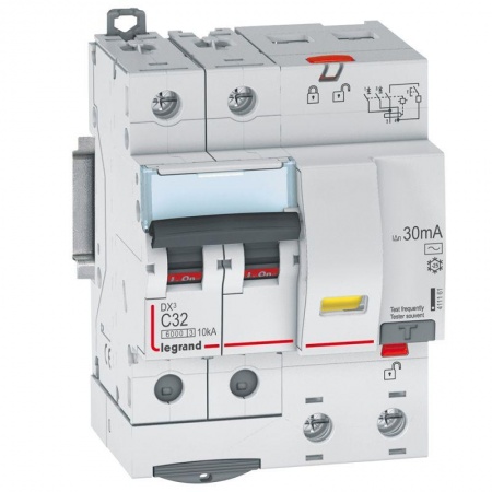 Выключатель автоматический дифференциального тока 2п C 32А 30мА тип AC 6кА DX3 4мод. Leg 411161 1016377