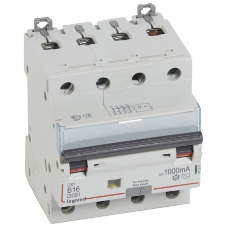 Выключатель автоматический дифференциального тока 4п B 16А 1000мА тип AC 6кА DX3 Leg 411361 1016443