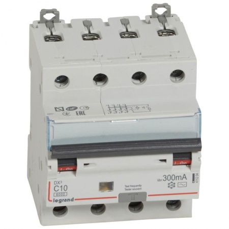 Выключатель автоматический дифференциального тока 4п C 10А 300мА тип AC 6кА DX3 Leg 411204 1016412