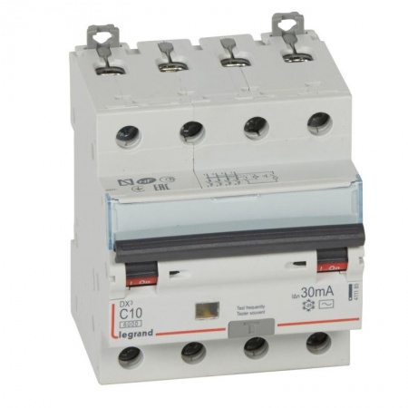 Выключатель автоматический дифференциального тока 4п C 10А 30мА тип AC 6кА DX3 Leg 411185 1009927