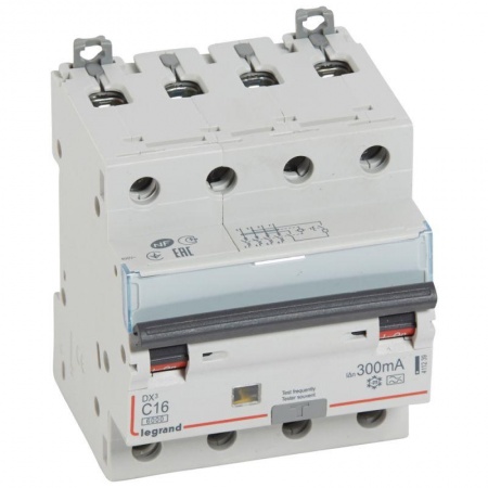 Выключатель автоматический дифференциального тока 4п C 16А 300мА тип A 6кА DX3 Leg 411239 1016431