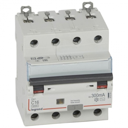 Выключатель автоматический дифференциального тока 4п C 16А 300мА тип AC 6кА DX3 Leg 411205 1016413