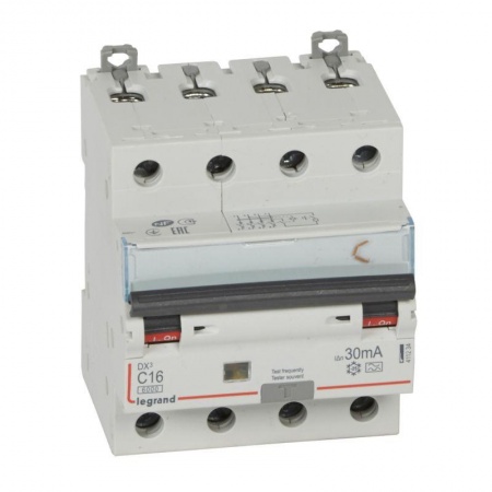 Выключатель автоматический дифференциального тока 4п C 16А 30мА тип A 6кА DX3 Leg 411234 1016426