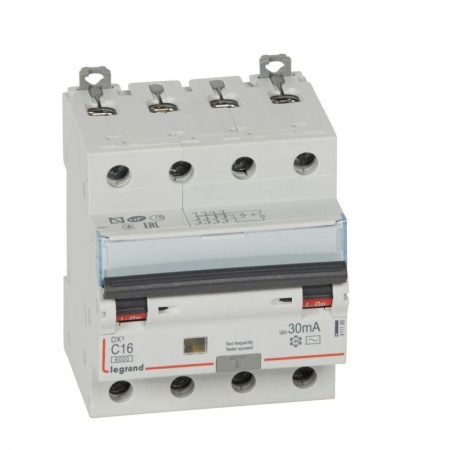 Выключатель автоматический дифференциального тока 4п C 16А 30мА тип AC 6кА DX3 4мод. Leg 411186 1009922