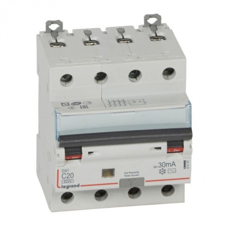 Выключатель автоматический дифференциального тока 4п C 20А 30мА тип AC 6кА DX3 4мод. Leg 411187 1009925