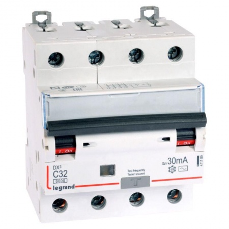 Выключатель автоматический дифференциального тока 4п C 32А 30мА тип AC 6кА DX3 4мод. Leg 411189 1009924