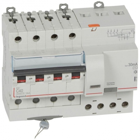 Выключатель автоматический дифференциального тока 4п C 40А 30мА тип AC 6кА DX3 7мод. Leg 411190 1009926