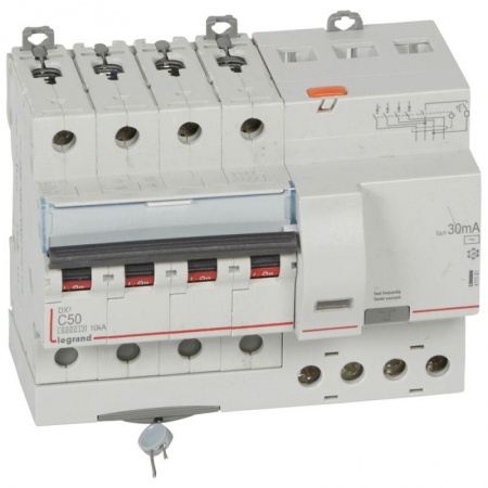 Выключатель автоматический дифференциального тока 4п C 50А 30мА тип AC 6кА DX3 7мод. Leg 411191 1016387