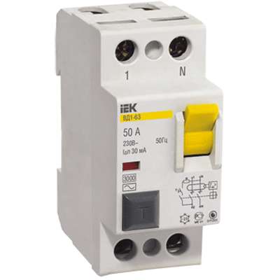 Выключатель дифференциального тока (УЗО) 2п 100А 30мА тип AC ВД1-63 ИЭК MDV10-2-100-030 67888