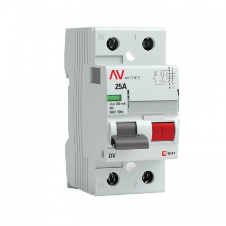 Выключатель дифференциального тока (УЗО) 2п 25А 100мА тип A DV AVERES EKF rccb-2-25-100-a-av 1208822