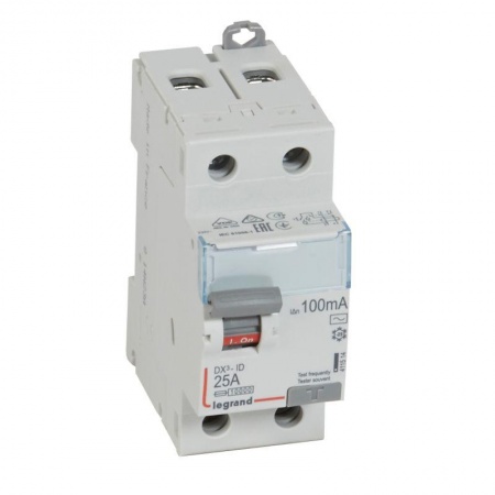 Выключатель дифференциального тока (УЗО) 2п 25А 100мА тип AC DX3 Leg 411514 1015620