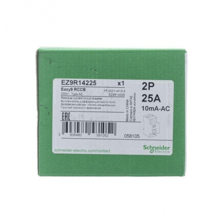 Выключатель дифференциального тока (УЗО) 2п 25А 10мА тип AC EASY 9 SchE EZ9R14225 271741