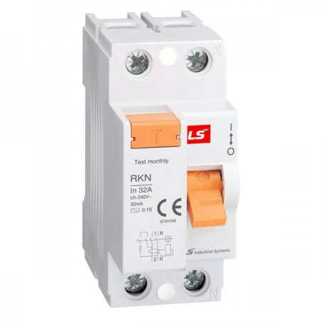 Выключатель дифференциального тока (УЗО) 2п 25А 30мА тип A RKN LSIS 062202998B 346152