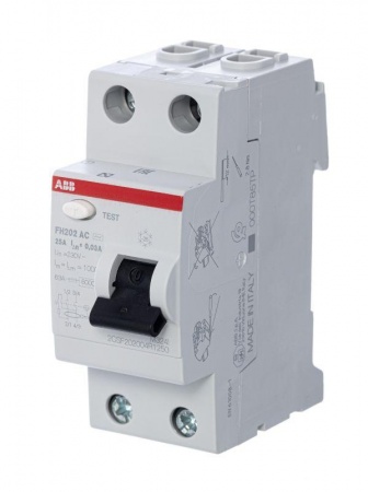 Выключатель дифференциального тока (УЗО) 2п 25А 30мА тип AC FH202 ABB 2CSF202004R1250 75621