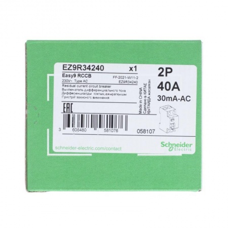 Выключатель дифференциального тока (УЗО) 2п 40А 30мА тип AC EASY 9 SchE EZ9R34240 271743