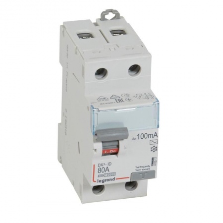 Выключатель дифференциального тока (УЗО) 2п 80А 100мА тип AC DX3 Leg 411517 1015623