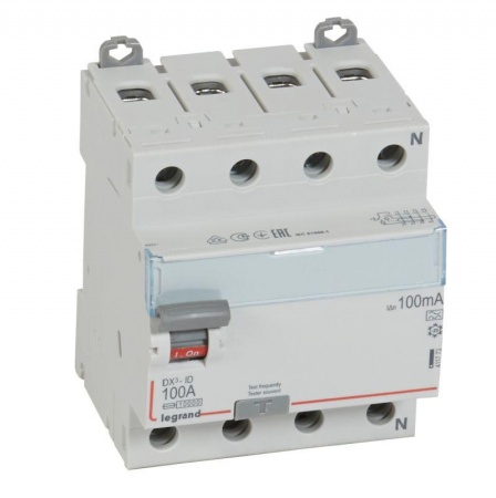 Выключатель дифференциального тока (УЗО) 4п 100А 100мА тип A DX3 N справа Leg 411773 1015669