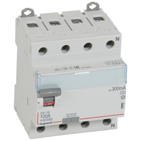 Выключатель дифференциального тока (УЗО) 4п 100А 300мА тип A DX3 N справа Leg 411783 1015670