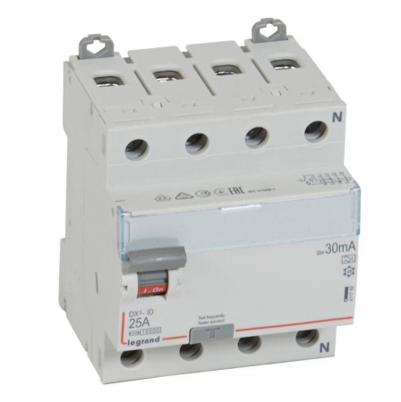 Выключатель дифференциального тока (УЗО) 4п 25А 30мА тип A DX3 N справа Leg 411759 266371