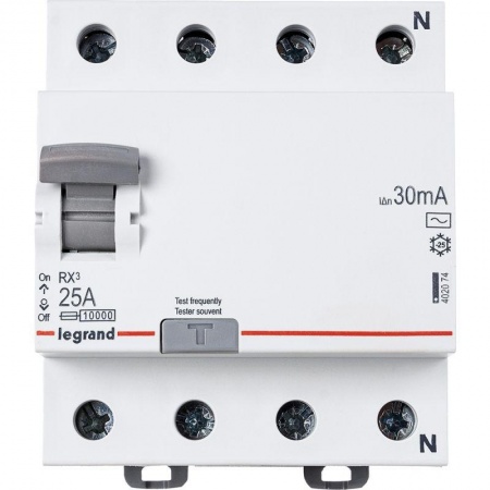 Выключатель дифференциального тока (УЗО) 4п 25А 30мА тип A RX3 Leg 402074 1199849