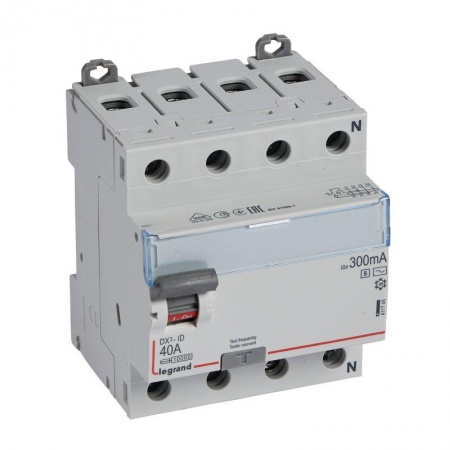 Выключатель дифференциального тока (УЗО) 4п 40А 500мА тип ACS DX3 N справа Leg 411745 1015649