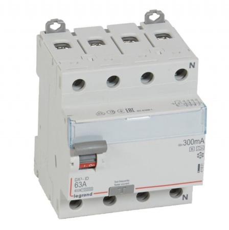 Выключатель дифференциального тока (УЗО) 4п 63А 300мА тип AS DX3 N справа Leg 411801 1015667