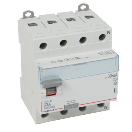 Выключатель дифференциального тока (УЗО) 4п 63А 30мА тип A DX3 N справа Leg 411761 1015652