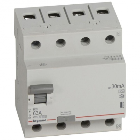 Выключатель дифференциального тока (УЗО) 4п 63А 30мА тип A RX3 Leg 402076 1199851