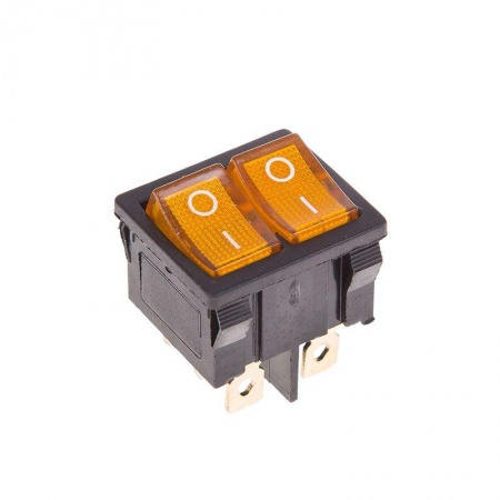 Выключатель клавишный 250В 6А (6с) ON-OFF желт. с подсветкой ДВОЙНОЙ Mini (RWB-305) Rexant 36-2162 499663