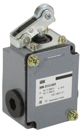 Выключатель концевой ВПК-2112-БУ2 рычаг с роликом IP65 ИЭК KV-1-2112-1 457552