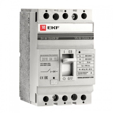 Выключатель нагрузки 3п ВН-99 125/100А EKF sl99-125-100 459444