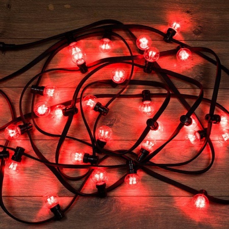 Гирлянда "LED Galaxy Bulb String" 10м 6х30LED красн. IP65 влагостойкая провод черн. каучук Neon-Night 331-322 1251235