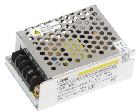 Драйвер LED ИПСН-PRO 5050 25Вт 12В блок-клеммы IP20 ИЭК LSP1-025-12-20-33-PRO 342210